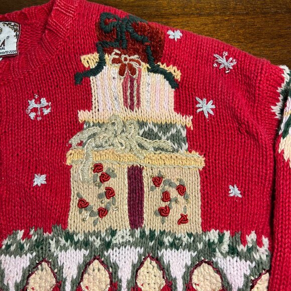 Vintage Slouchy Thick Knit Christmas Cardigan Grandma Chunky Fair Isle Large - Picture 3 of 15